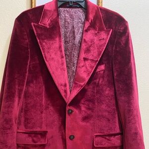 Elegant Velvet Blazer in Rich Burgundy velvet